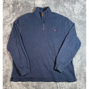 Polo Ralph Lauren Navy Blue 1/4 Zip Pullover Sweatshirt Mens XXL